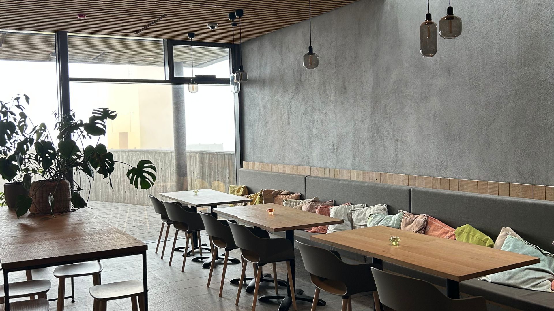 Cozy corner sitting area of the lobby at Geosea geothermal Sea Baths in Husavik Iceland