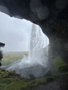 Behind Seljalandsfoss Waterfall in Iceland.
