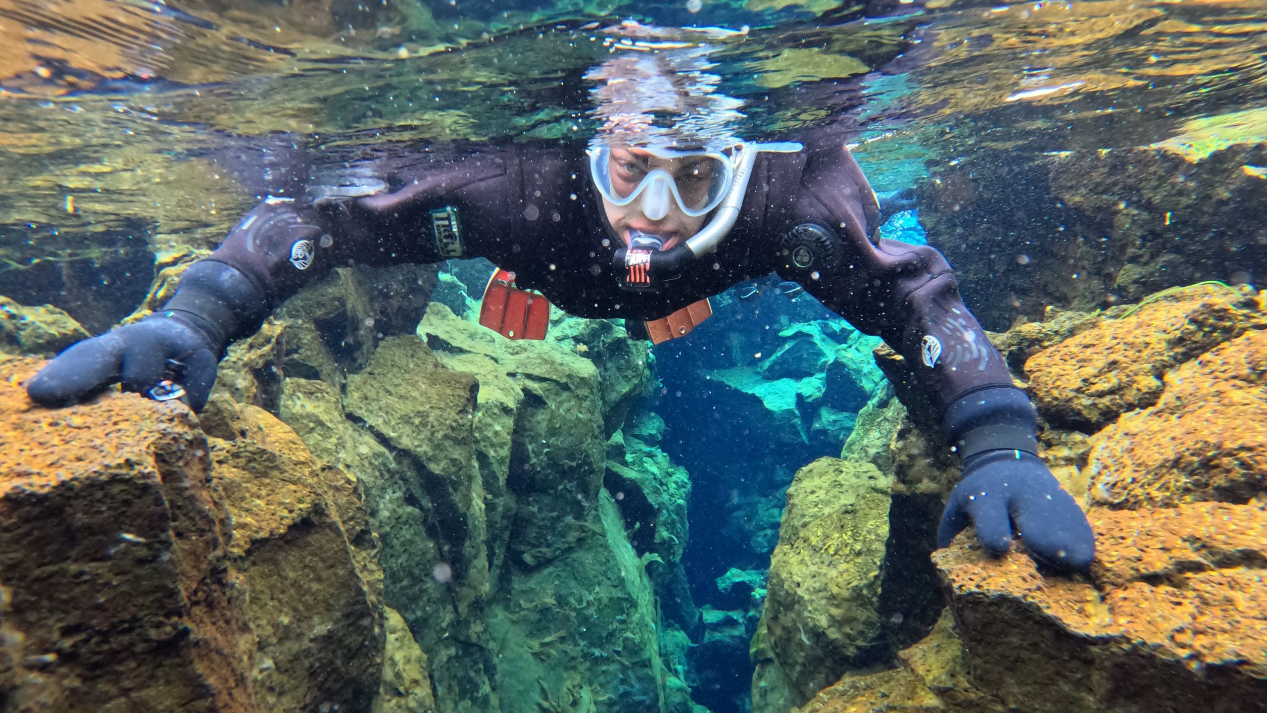 Snorkeling in the Silfra Fissure in Iceland
