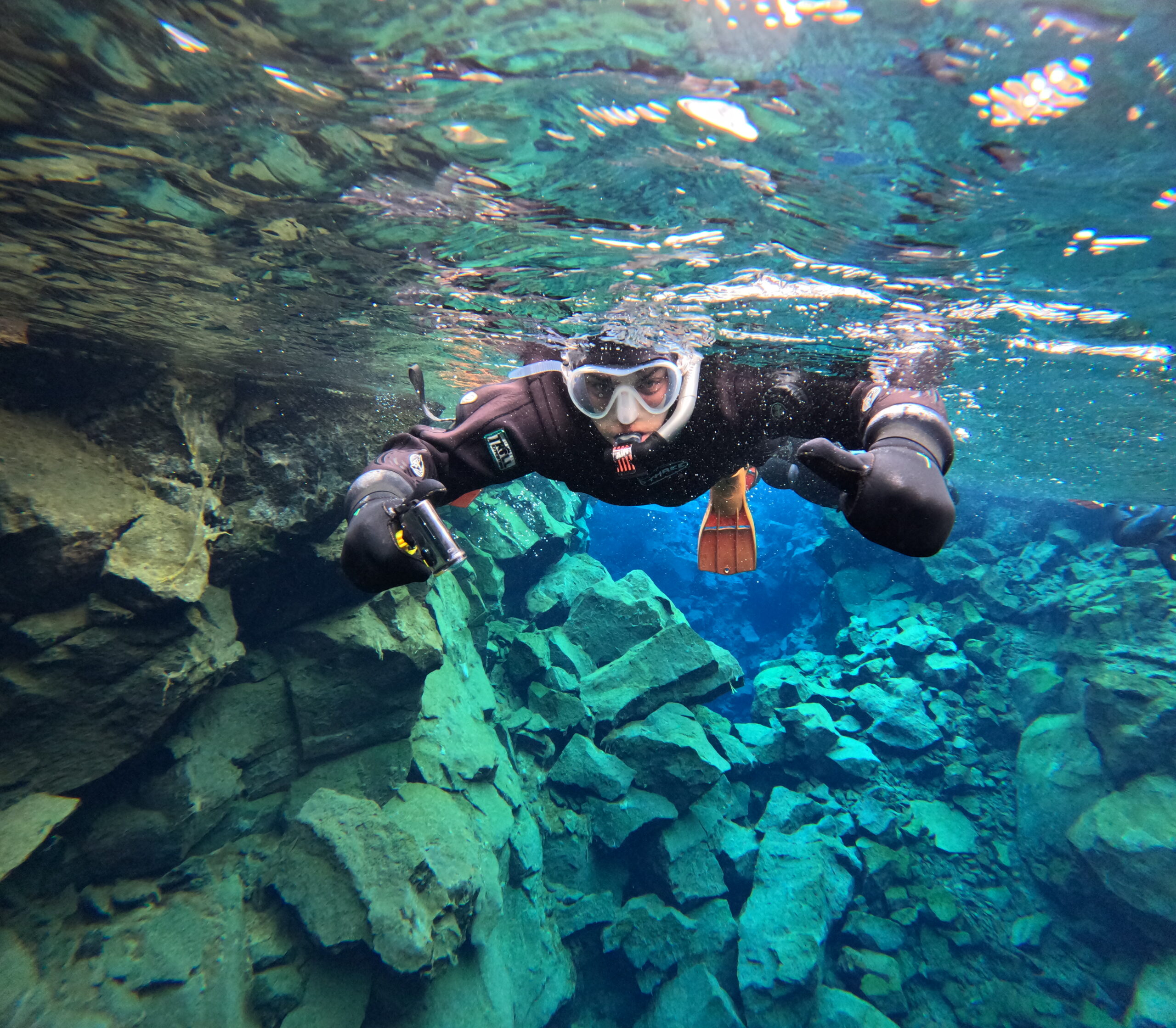 Snorkeling in the Silfra Fissure in Iceland