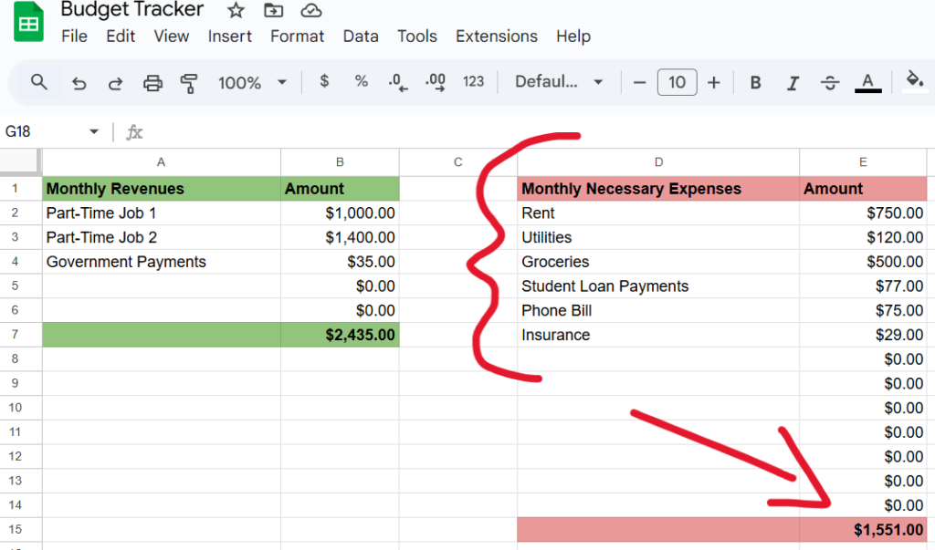 Step Two of Seth's Budget Template Process