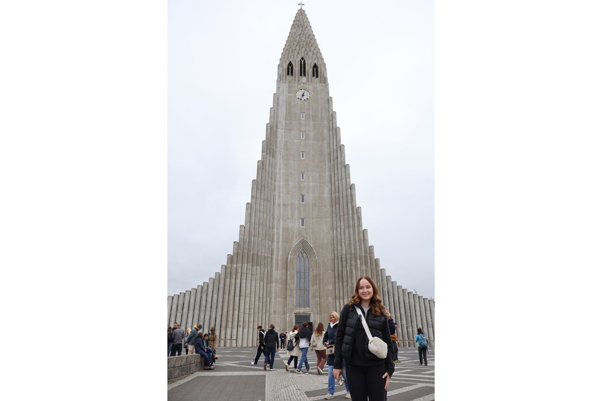 Outside of Hallgrimskirkja in Reykjavik Iceland