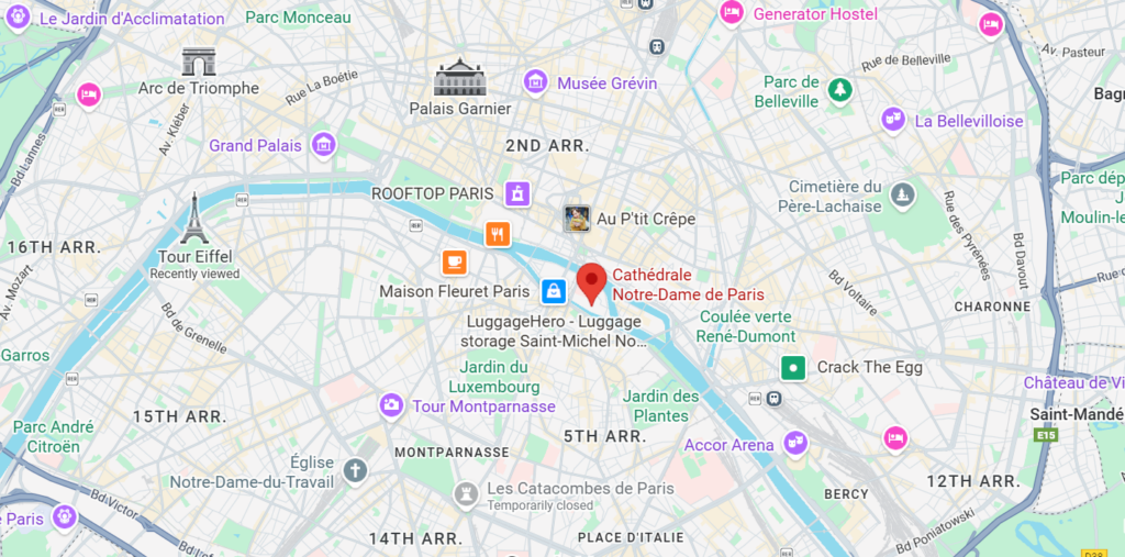 notre-dame cathedral on google maps